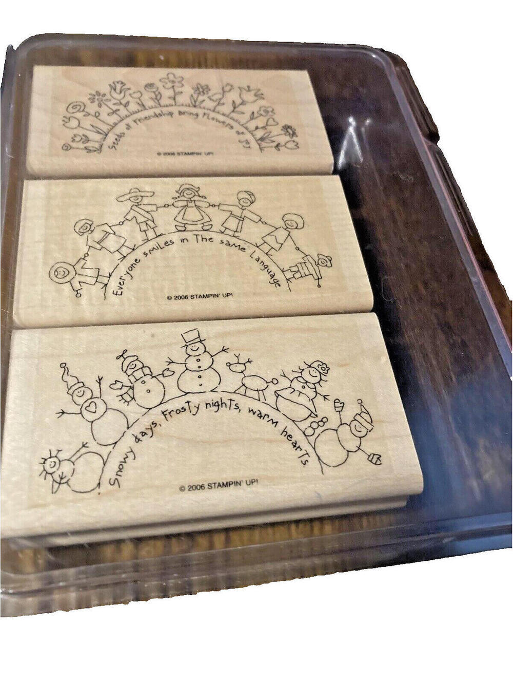 Stampin Up! 2006 Retired The World Over Wood-Mounted Rubber Stamp set